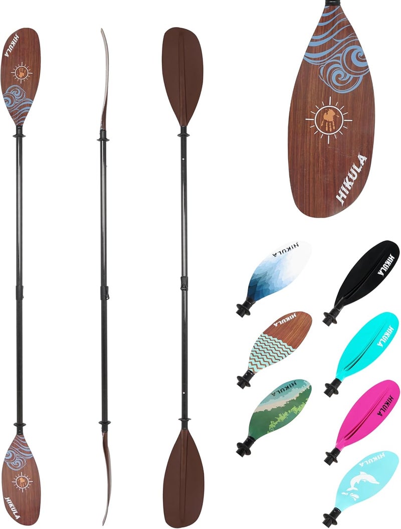 HIKULA Adjustable Carbon Fiber Shaft Kayak Paddle, Kayaking Oars with Reinforced Nylon Blade for Adults, 4 Piece, 86in/220cm to 90in/230cm - Image 1